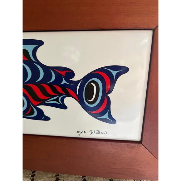 Vintage Redwood Salmon Legend Wood & Tile Box - Picture 3 of 8